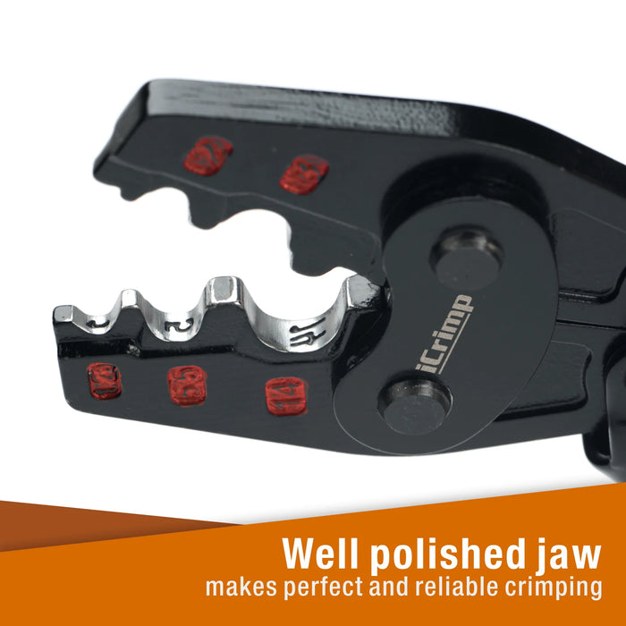 iCrimp IWS-16 Non-Insulated Terminal Crimping Tool, Ratchet Wire Crimper Tool, from AWG 22-6, Copper Butt Connector, Splice Wire Connectors