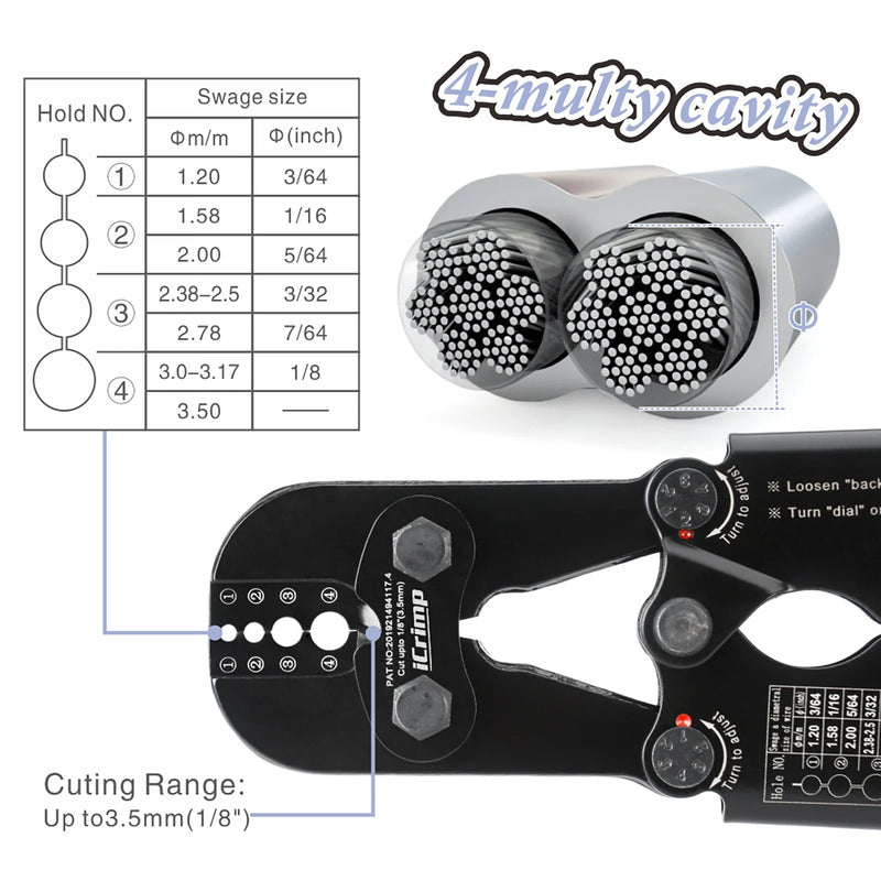 Wire Rope Crimping Tool cuting range up to 3.5mm