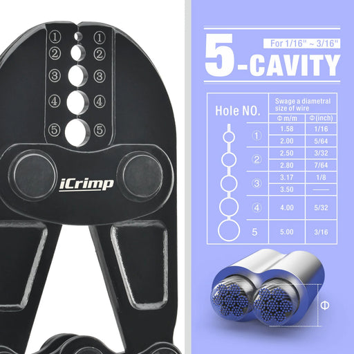 Wire Rope Crimping Tool 5 cavity