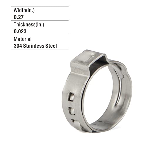iCrimp 3/4-Inch Stainless Steel Cinch Clamp Rings for PEX Pipe 50 PCS-Pack