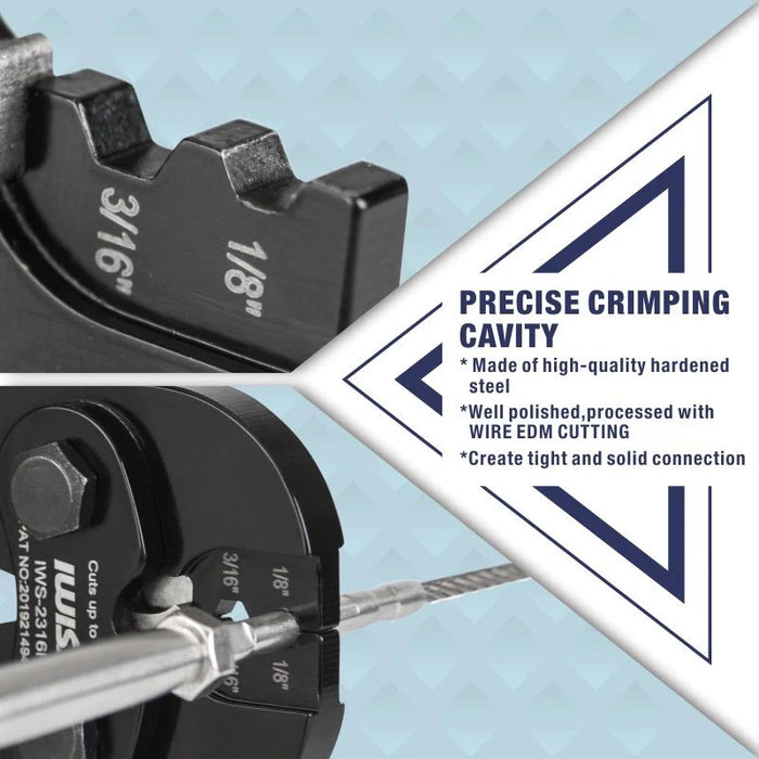 iCrimp IWS-2316R Heavy Duty Cable Railing Deck Railing Swage Tool for 1/8to 3/16 inch Stainless Steel Wire Rope Tensioners
