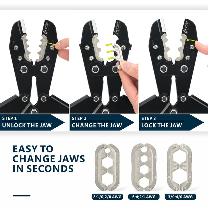 Easy to change jaws in seconds