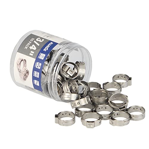 iCrimp 3/4-Inch Stainless Steel Cinch Clamp Rings for PEX Pipe 50 PCS-Pack