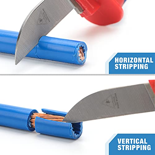 iCrimp Utility Knife for Cable Skinning, Wire Insulation Dismantling Knife, 2-Pack Insulated Electricians Cable Stripping Knives, Fixed Blade