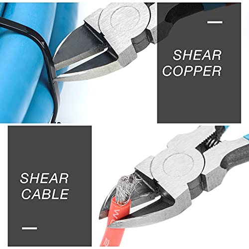 iCrimp Diagonal Flush Cutter, Side Cutting Pliers, Electronics Pliers with Pointed Nose for Reeled Terminals, Soft Wires, Electronics,  Zip Tes