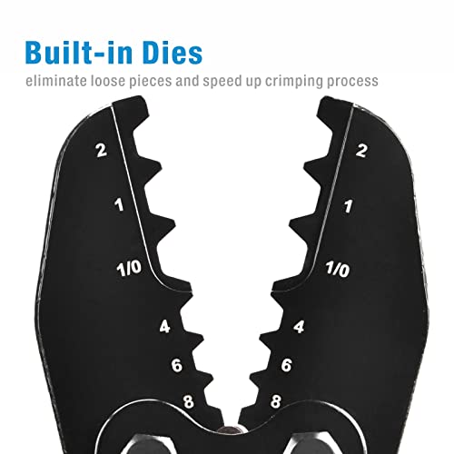 IWISS IWS-0810N Battery Cable Terminal Lug Crimping Tool for 8,6,4,2,1,1/0 AWG Electrical Copper Battery Lugs, Fixed Hexagonal Crimping Die Sets
