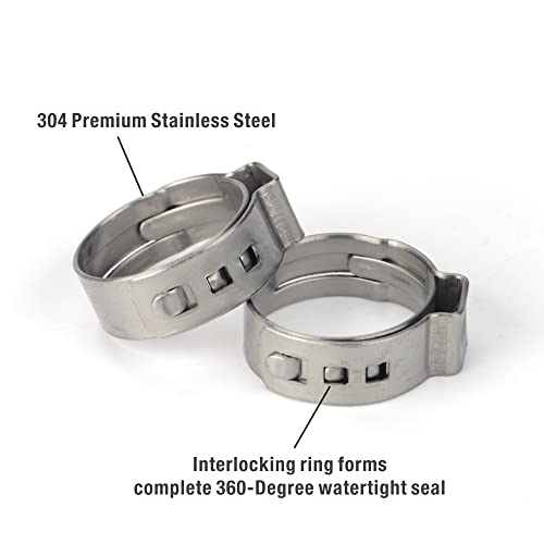 iCrimp 3/4-Inch Stainless Steel Cinch Clamp Rings for PEX Pipe 50 PCS-Pack