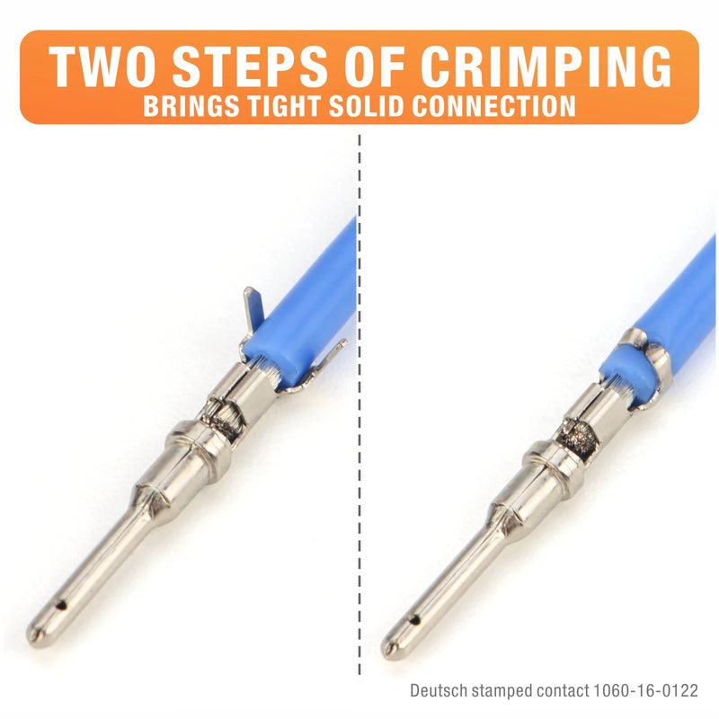 Two steps of crimping