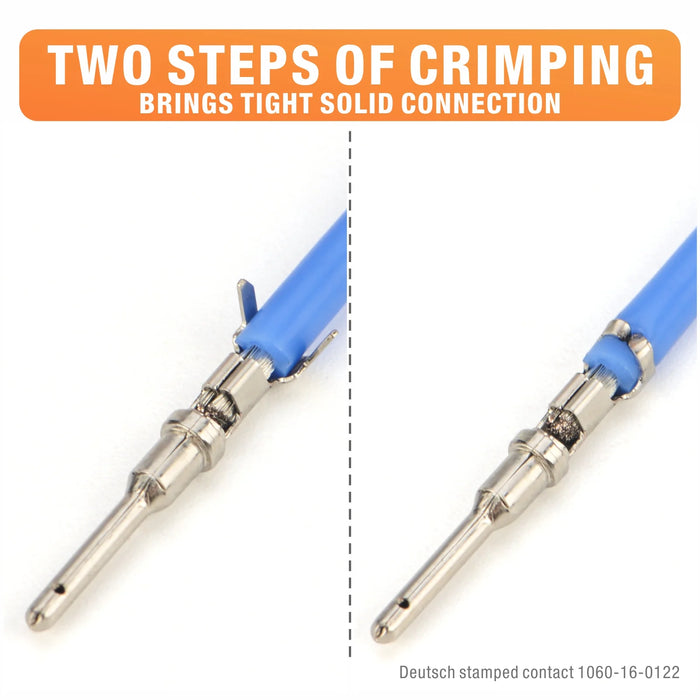 Two steps of crimping