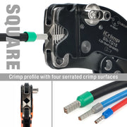 Crimp profile with four serrated crimp surfaces