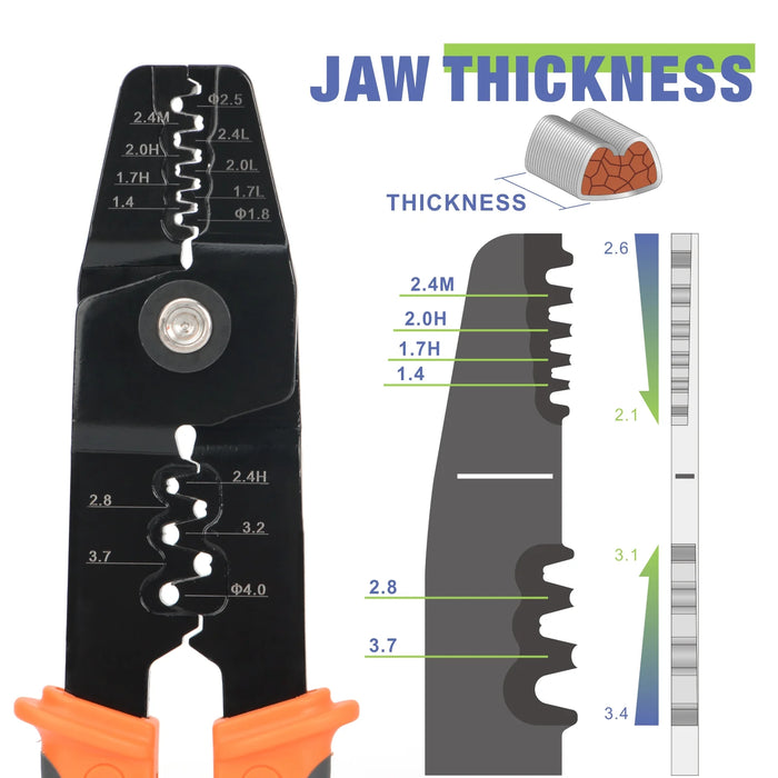 Jaw thickness of IWS-1440L Open Barrel Terminals Crimper