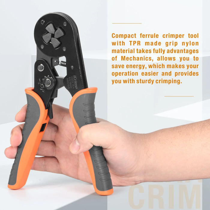 iCrimp HSC8 16-4 Self-adjustable Crimping Tools Plier for AWG10-5 Bootlace End-sleeves Ferrule, Ratchet Wire Crimping Tool