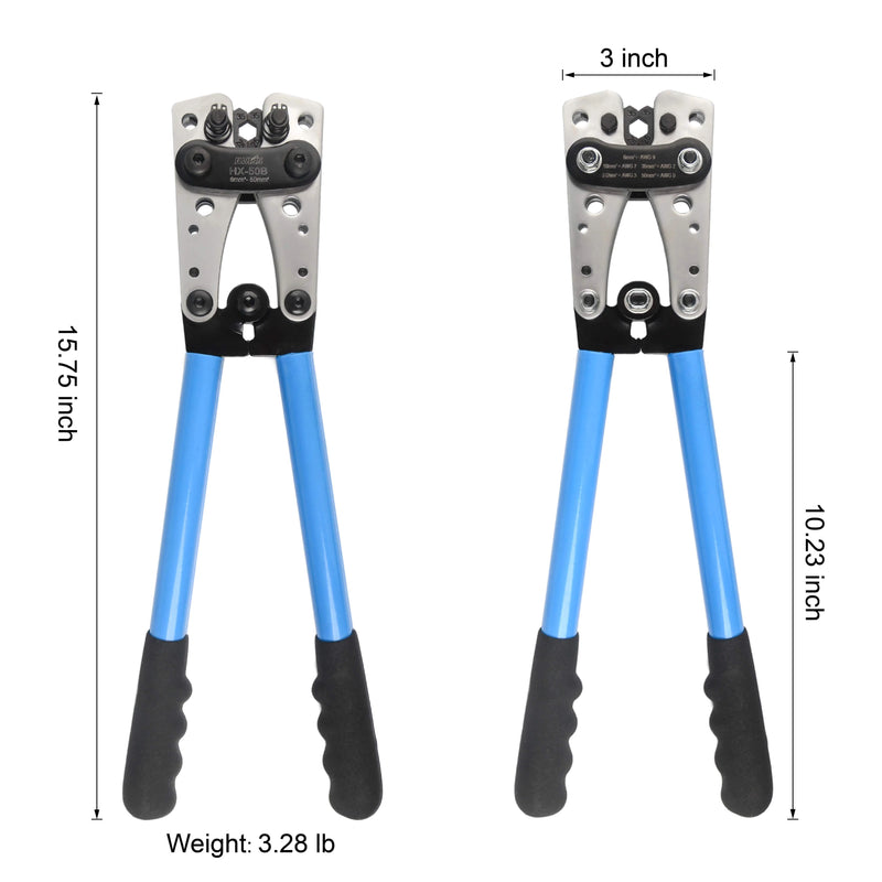 HX-50B Battery Cable Crimper for 6-50mm² Heavy Duty Wire Lugs