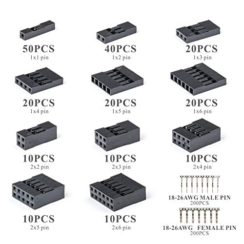 IWISS Dupont Connector Kit 2.54mm Pitch Single Row Male Headers, Dupont Crimp Pins for 3D Printer and FPV Jumper Wire, Ribbon Cable
