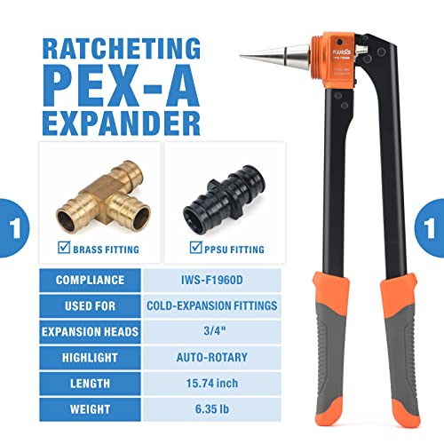 iCrimp PEX Expansion Tool Kit with 3/4-Inch Auto Rotation Expansion Heads & PEX Tubing Cutter, PEX Expander Tool for Uponor Wirsbo ProPEX, PowerPEX PEX Fittings