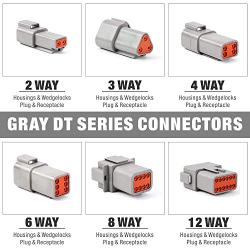 IWISS Deutsch DT Series Gray A-keyway Connector in 2,3,4,6,8,12 Pin Configurations Automotive Repair Accessory Kit for Truck, Bus, Off-highway