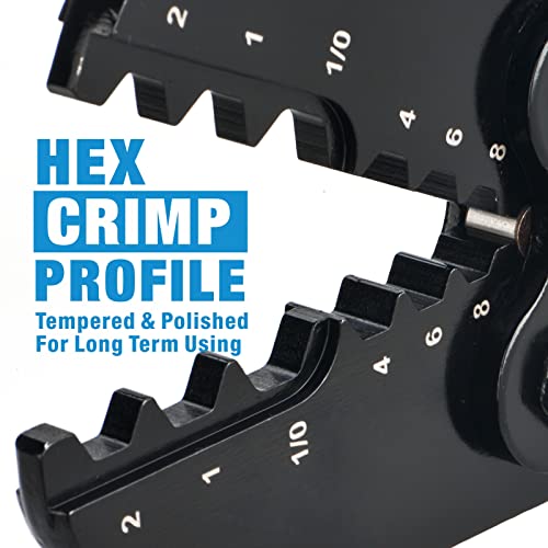 IWISS IWS-0810N Battery Cable Terminal Lug Crimping Tool for 8,6,4,2,1,1/0 AWG Electrical Copper Battery Lugs, Fixed Hexagonal Crimping Die Sets