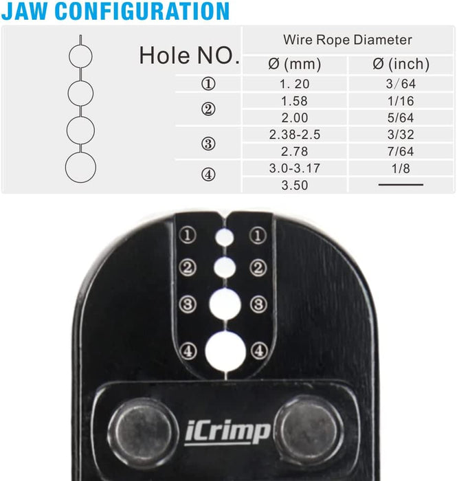 iCrimp Wire Rope Crimping Tool for Aluminum Crimping Loop Sleeve — Iwiss  Tools Co Limited