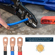 Simply squeeze the handles to get tight and solid hexaonal crimps