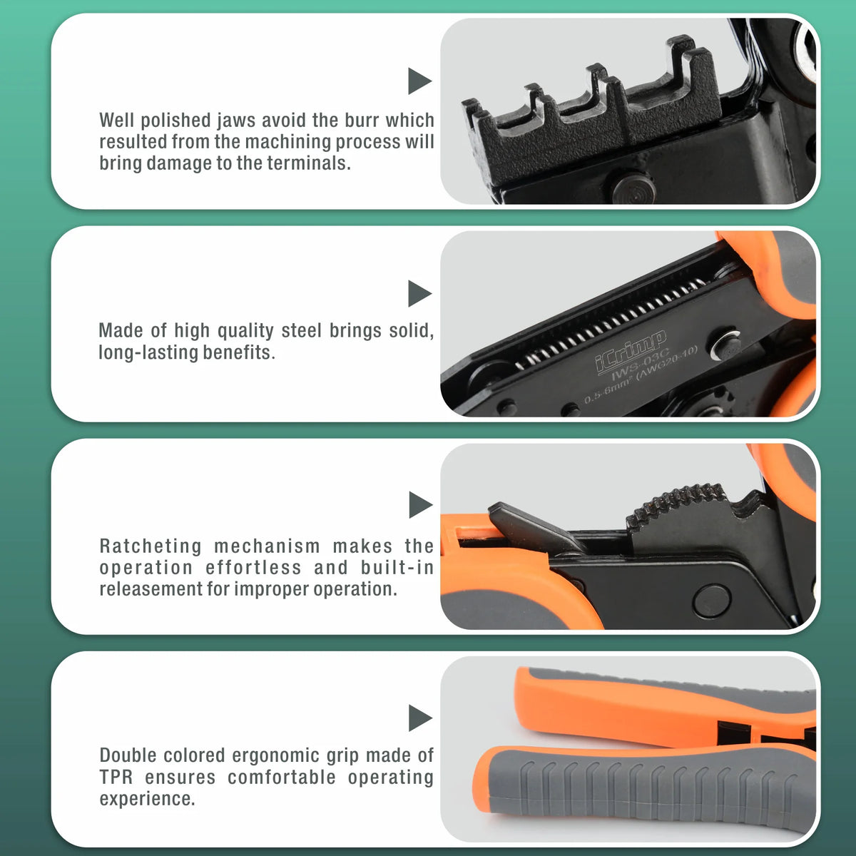 Characteristics of Ratcheting Crimping Tool Set