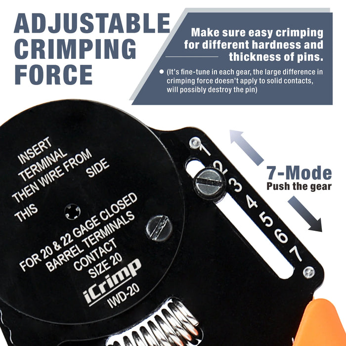 iCrimp Closed Barrel Crimper 4 way Indents, 8 Impressions for Deutsch Solid Contacts gage 20&22(IWD-20)