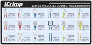 285pcs Insulated Butt, Spades, Rings Connectors