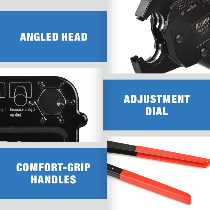 angled head and adjustment dial and comfort grip handles