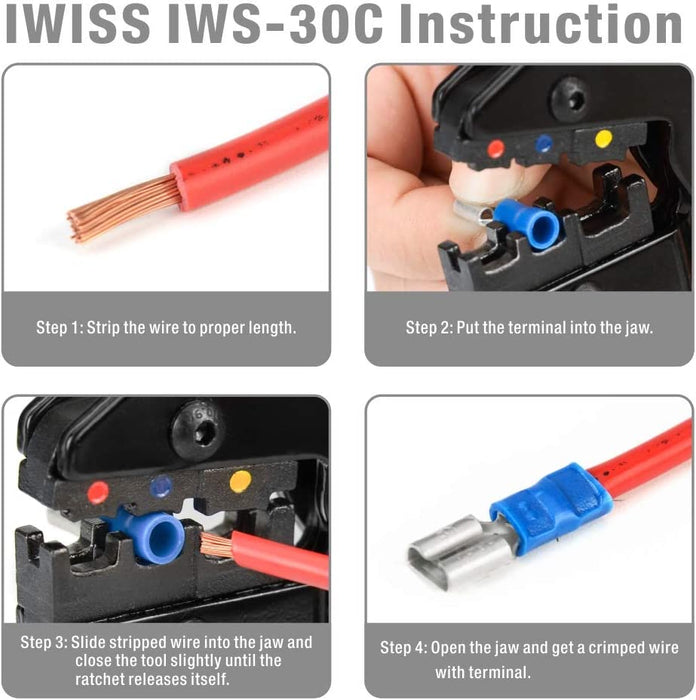 Wire Crimper with Insulated Butt,Spades,Rings Connectors from AWG22-10 —  Iwiss Tools Co Limited