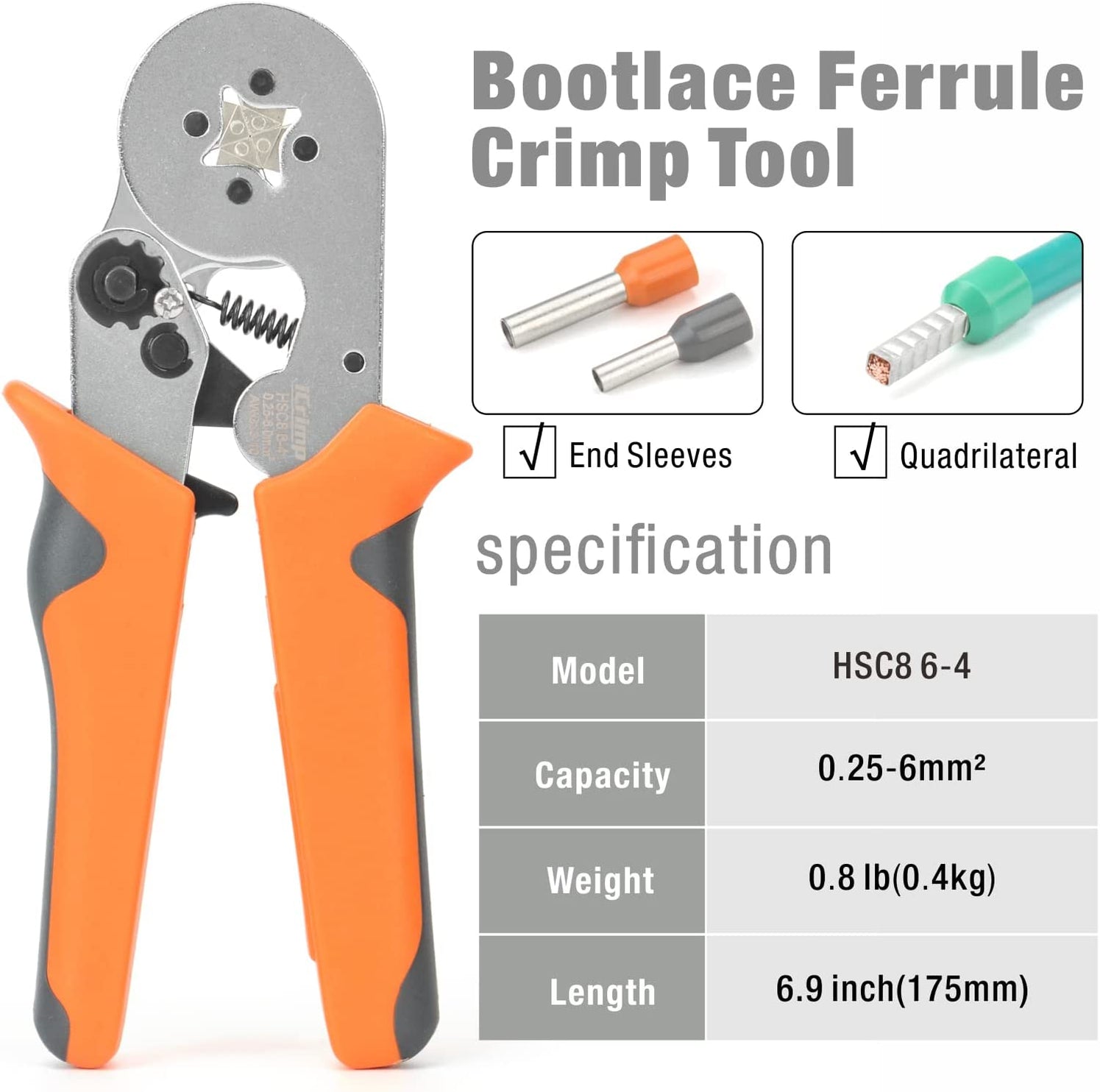 Ferrell Tool AWG23-10 Ratchet Ferrule Crimper, 770Pcs End Sleeve Ferrules — iCrimp Tools