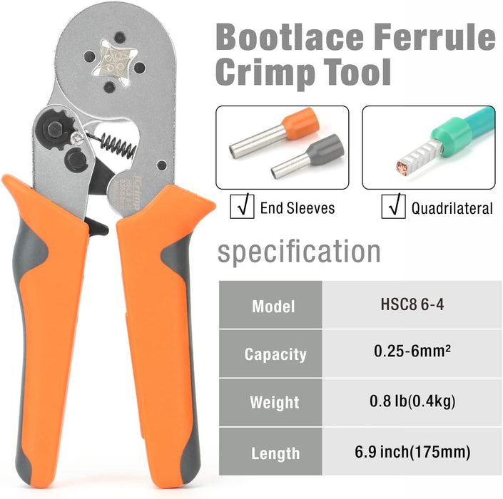 KEZERS Ferrule Crimping Tool Kit,AWG23-7 with 1200pcs Self-Adjustable  Ratchet Crimping Pliers Set,Wire Terminal Crimp Connectors Wire Crimping  Tool