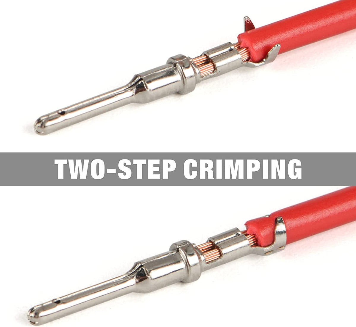 Two steps of crimping