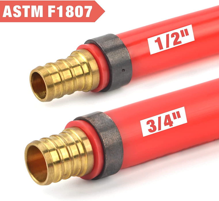 XFITTING 130-Piece 1/2 Inch PEX Crimp Fitting Kit With Copper Crimp Rings - Lead Free Brass
