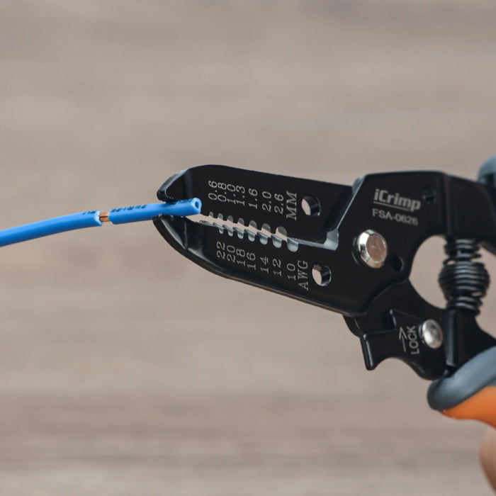 iCrimp FSA-0626 Wire Stripper for 0.6-2.6mm AWG 22-10 with Automatic Rebound Spring