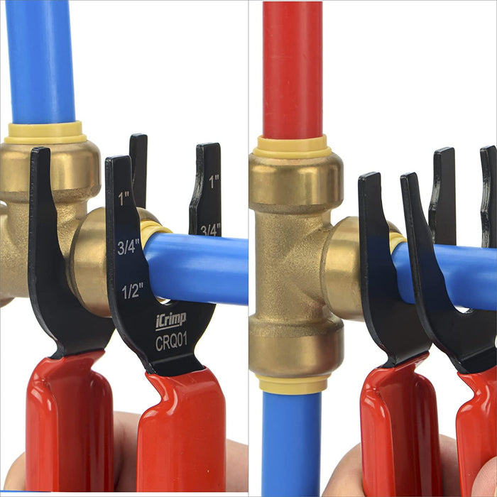 iCrimp 1/2 Inch Push-to-Connect Tee Fitting, Lead Free Brass Fitting for Potable Water Plumbing, 5 Count, NSF61 Certified