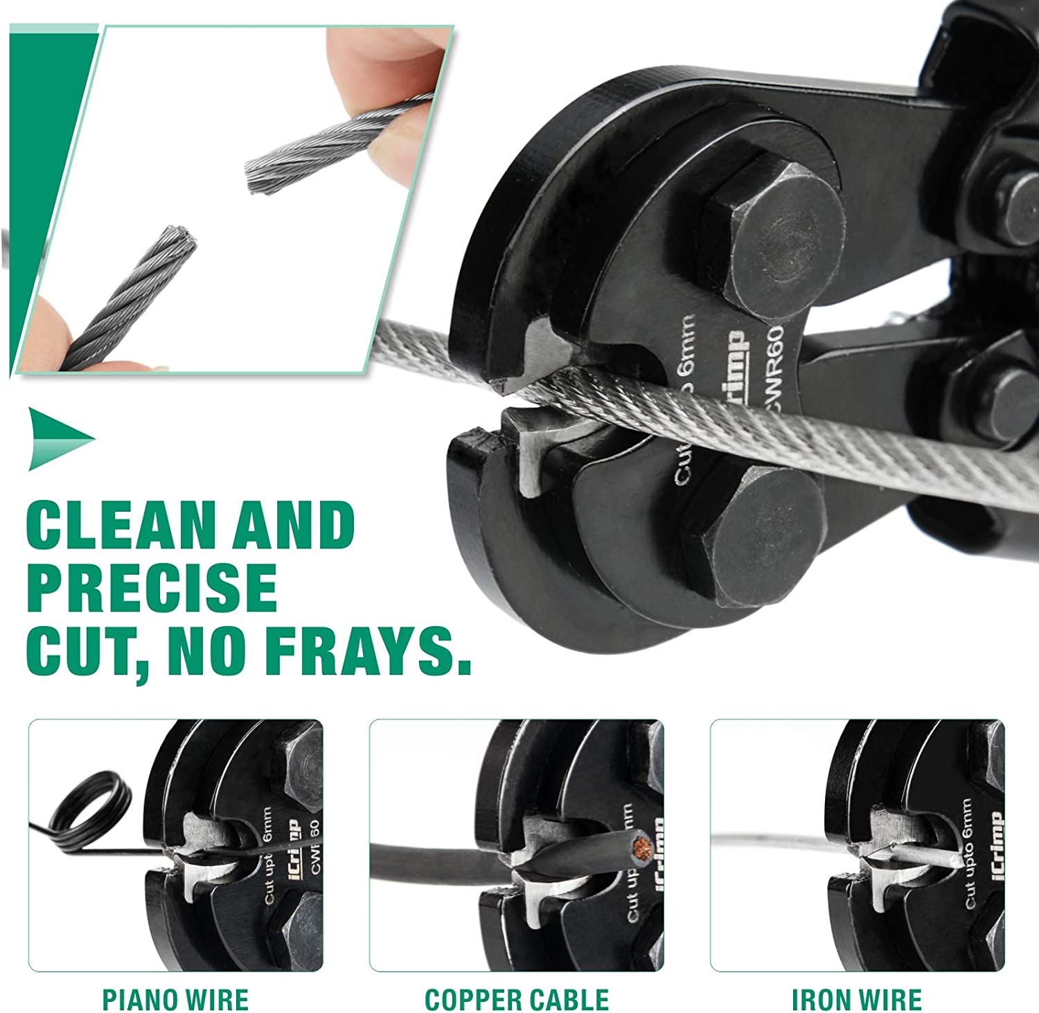 Wire Rope Cutter for Wire Rope, Bicycle Cable up to 6mm — iCrimp Tools