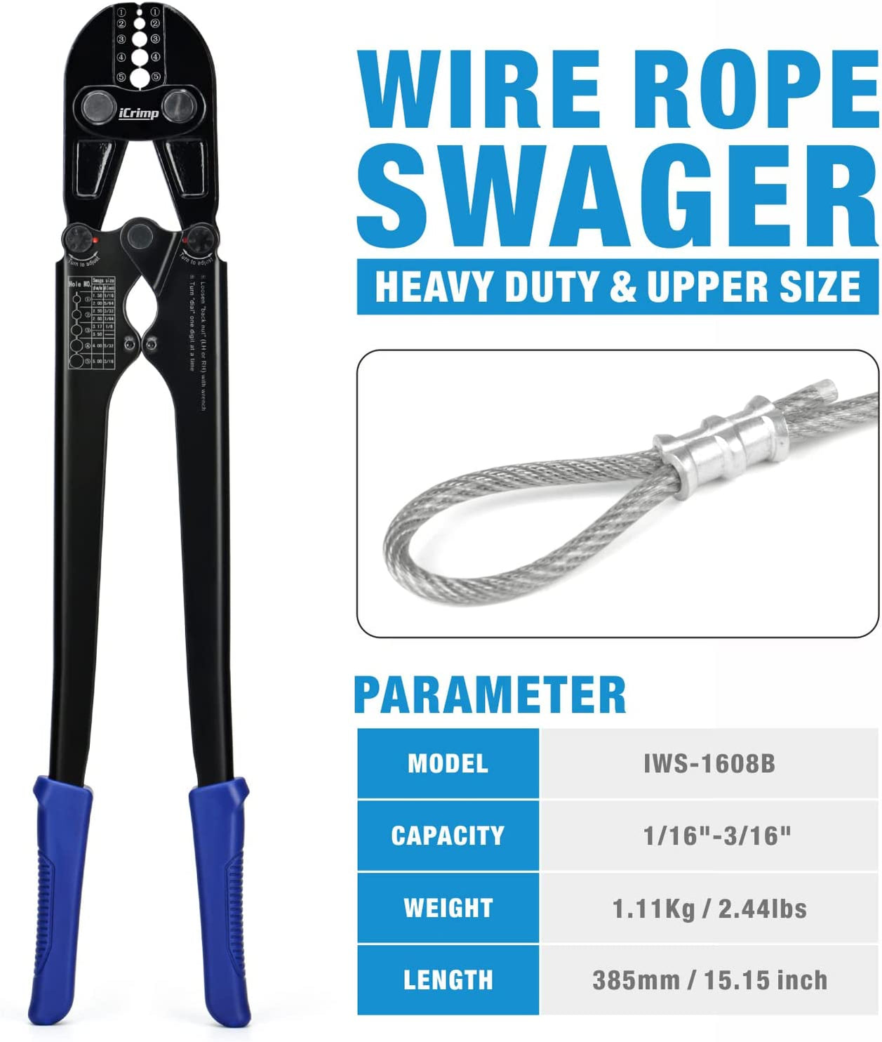 Wire Rope Swager for 1/16
