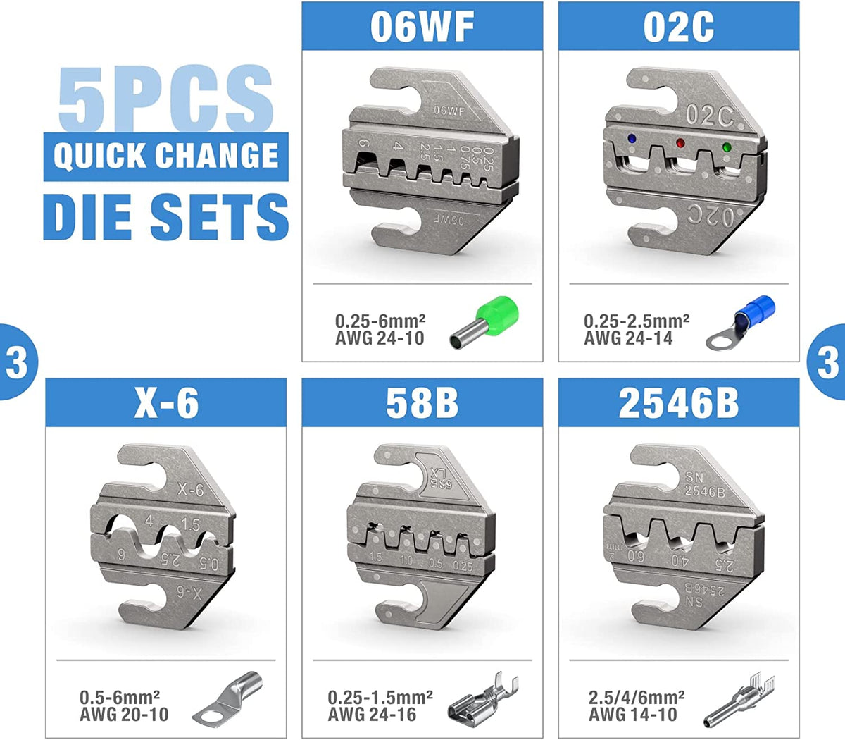 5 Pcs quick change die sets