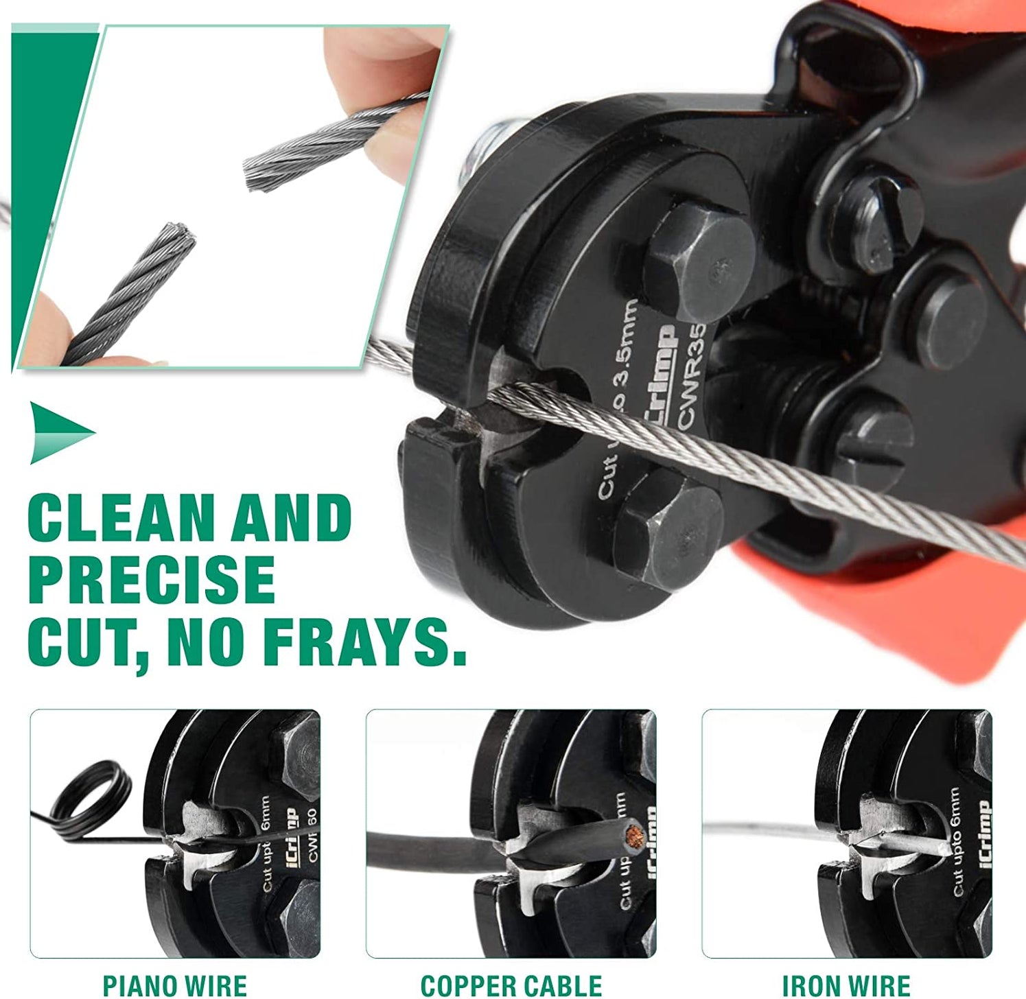 Ratcheting Wire Rope Cutter for 3.5mm Wire Rope&Copper Cable — iCrimp Tools