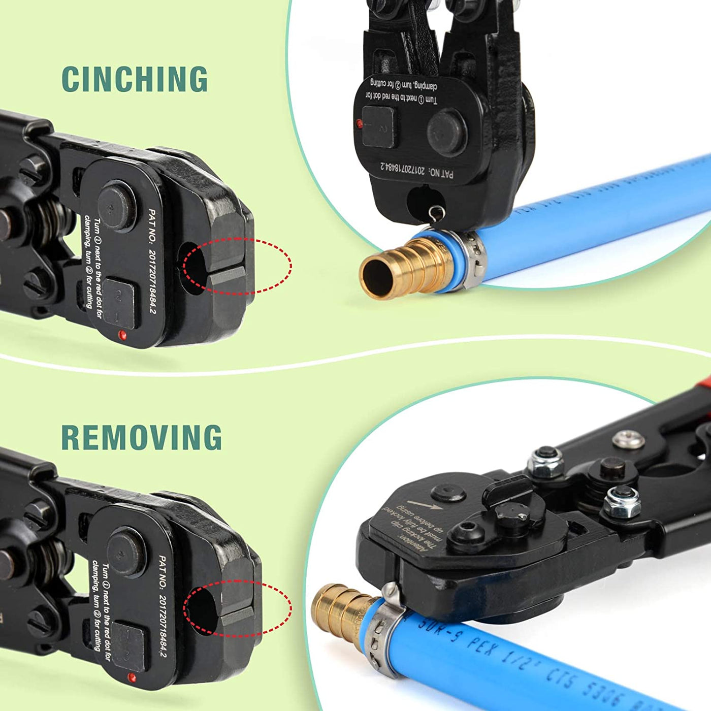 Ratchet PEX Cinch & Remove Tool for 3/8 to 1inch SS Clamps — iCrimp Tools