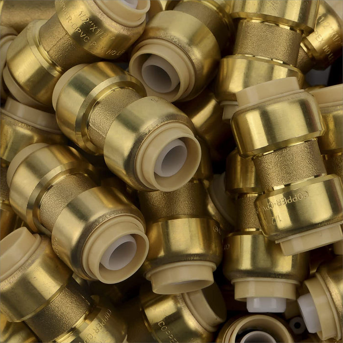 iCrimp 1/2-in Push to Connect Coupler, No Lead Brass Push Fit Coupling(10 Count), NFS Certified