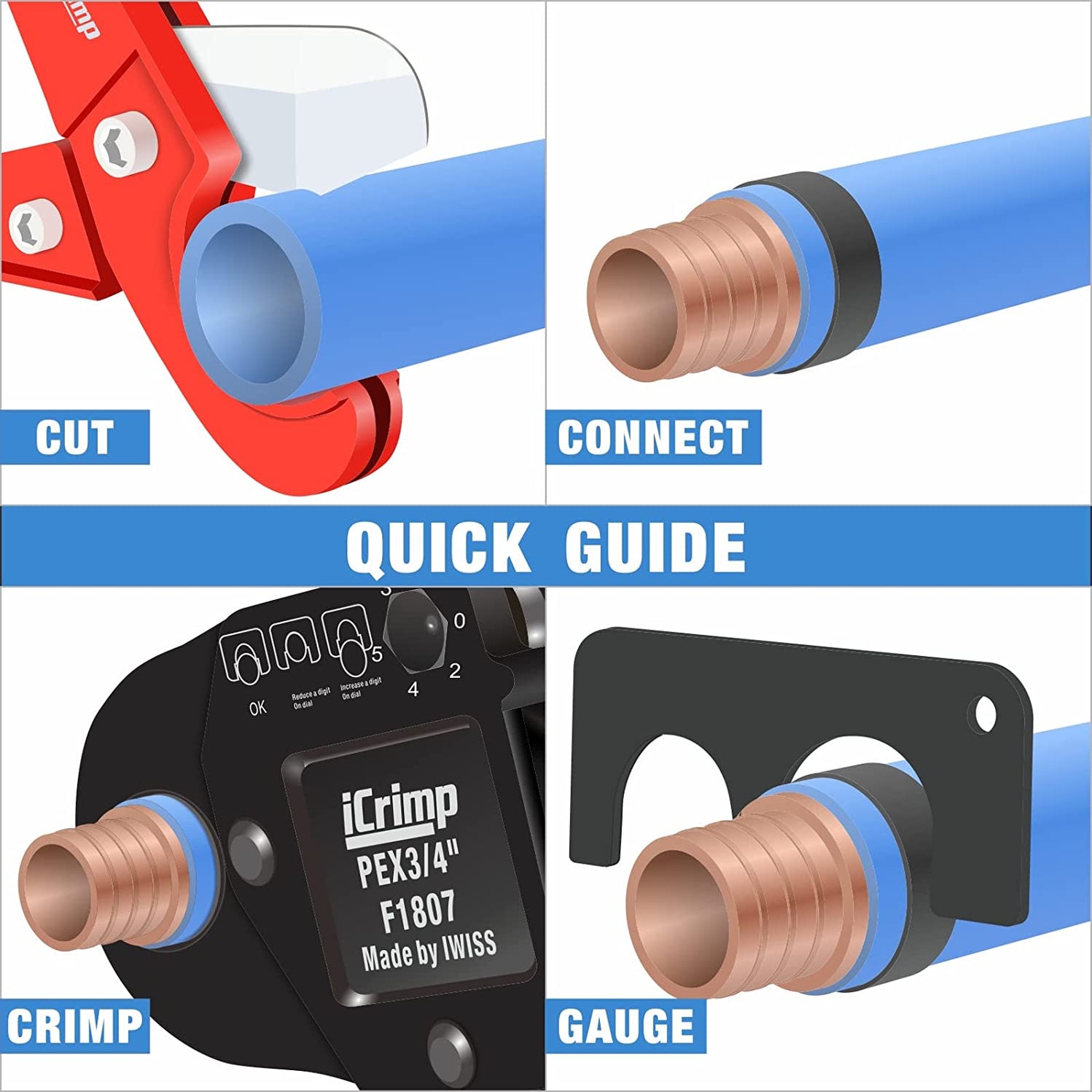 PEX Crimping tool for 1/2-in & 3/4-in PEX Copper Crimp Rings — iCrimp Tools