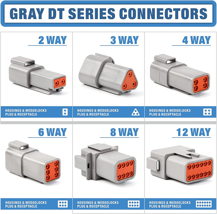 IWISS DEUTSCH DT Connector Kit in 2,3,4,6,8,12 Pin Configurations, Size 16 Stamped Formed Contacts, Ideal for Automotive Aftermarket Service, 519PCS