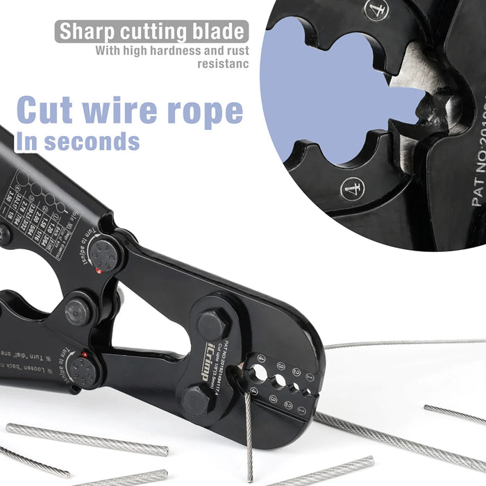 iCrimp Swaging Tool, Wire Rope Crimping Tools for Aluminum Copper Duplex  Hourglass Sleeves, Stop Buttons and Ferrules with Built-in Cable Cutter