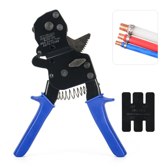 F2098 Ratchet One Hand PEX Clamp Tool for 3/8",1/2",3/4",5/8",1" Stainless Steel Clamps with Holster