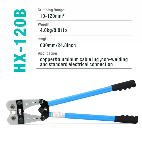 HX-120B Battery Cable Crimper for 10-120mm² Heavy Duty Wire Lugs