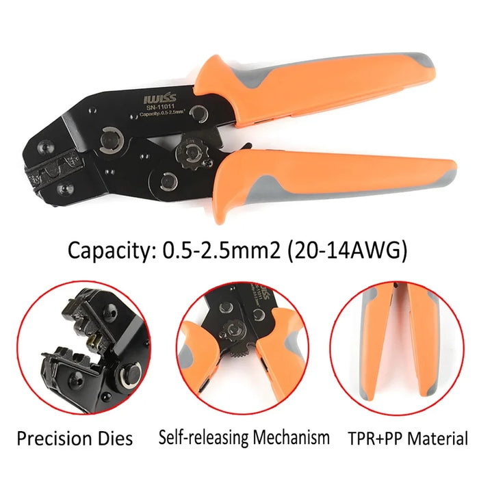 Ratchet Wire Crimping Plier Hand Tool 20-14Awg Crimper 