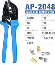 AP-2048 Ratcheting Spark Plug Connector Crimper for Ignition Cable and Spark plug wires Maximum Diameter 8.5mm